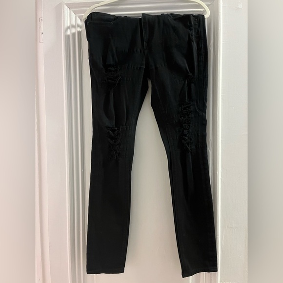 Express Black Ripped Skinny Jeans - Picture 1 of 4